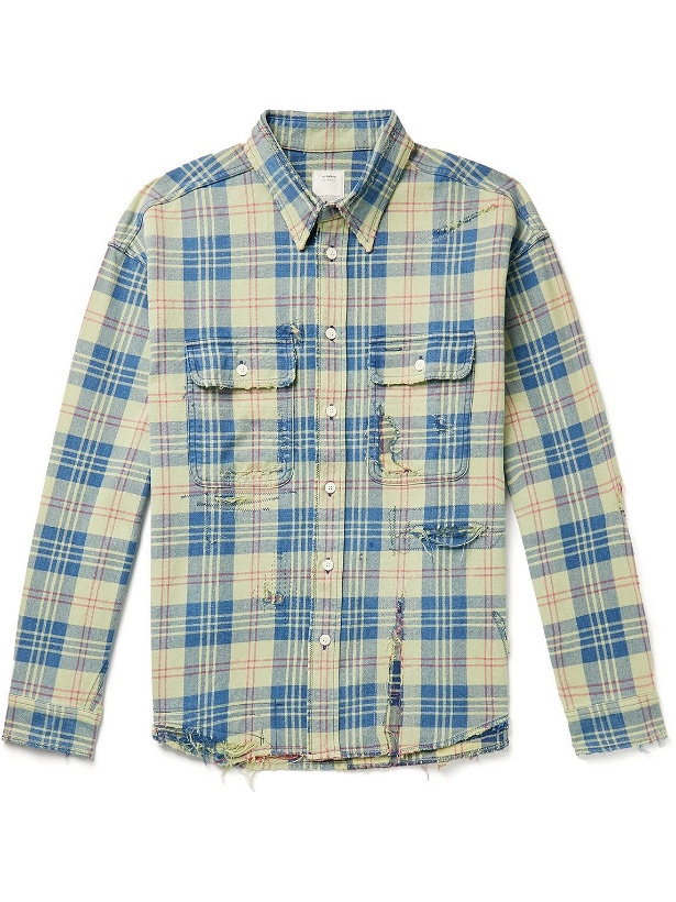 Photo: Visvim - Distressed Checked Cotton and Linen-Blend Flannel Shirt - Multi