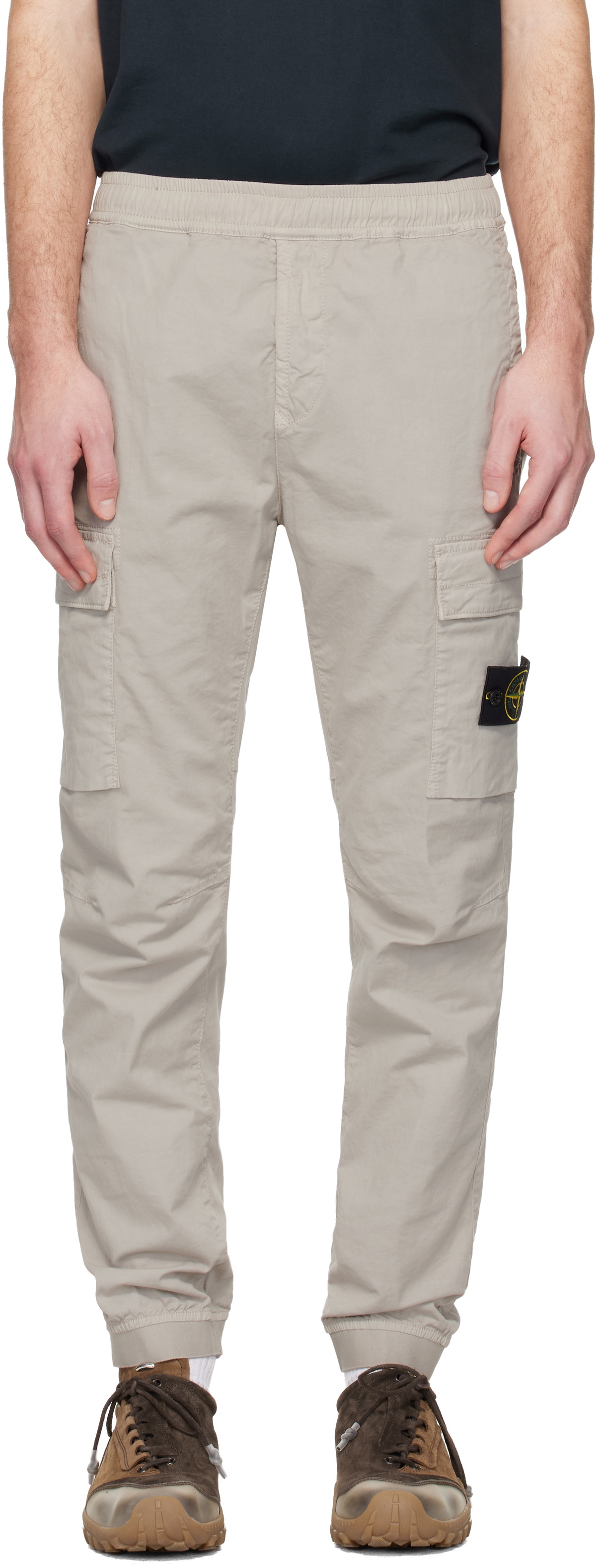 Stone Island Gray 3100031 Stretch Cotton Tela 'Paracadute' Cargo Pants
