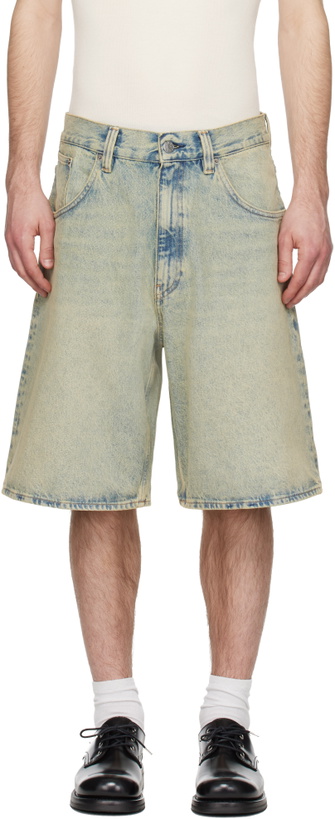 Photo: Sunflower Blue & Yellow Super Wide Denim Shorts