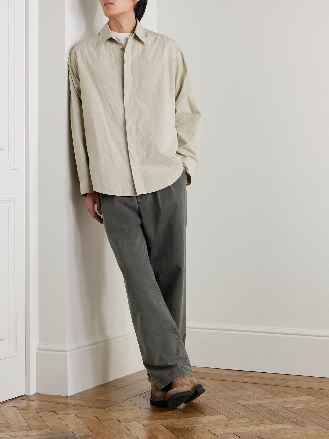 AGOLDE - Slater Tapered Pleated Cotton-Twill Trousers - Gray