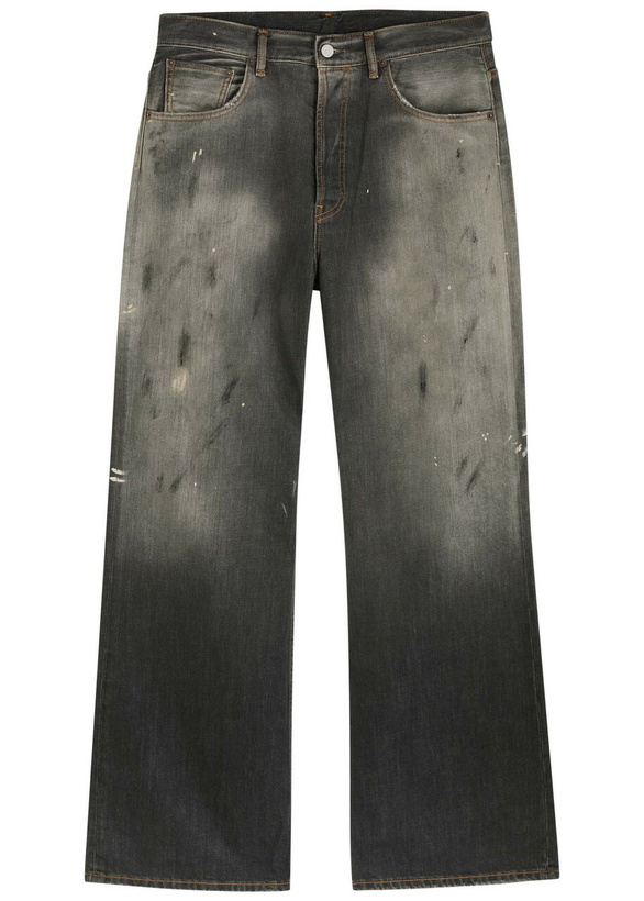 Photo: Acne Studios Paint-splatter Straight-leg Puddle Jeans Black