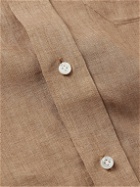 Rubinacci - Grandad-Collar Linen Shirt - Brown