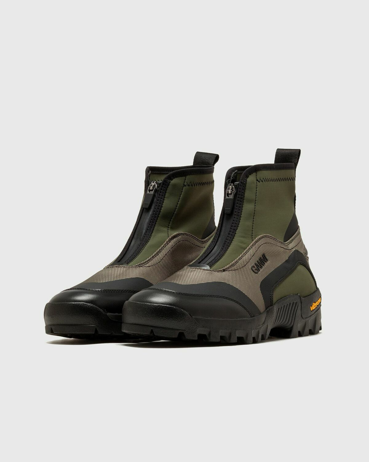 Ganni Performance High Top Zip Sneaker Green Boots GANNI