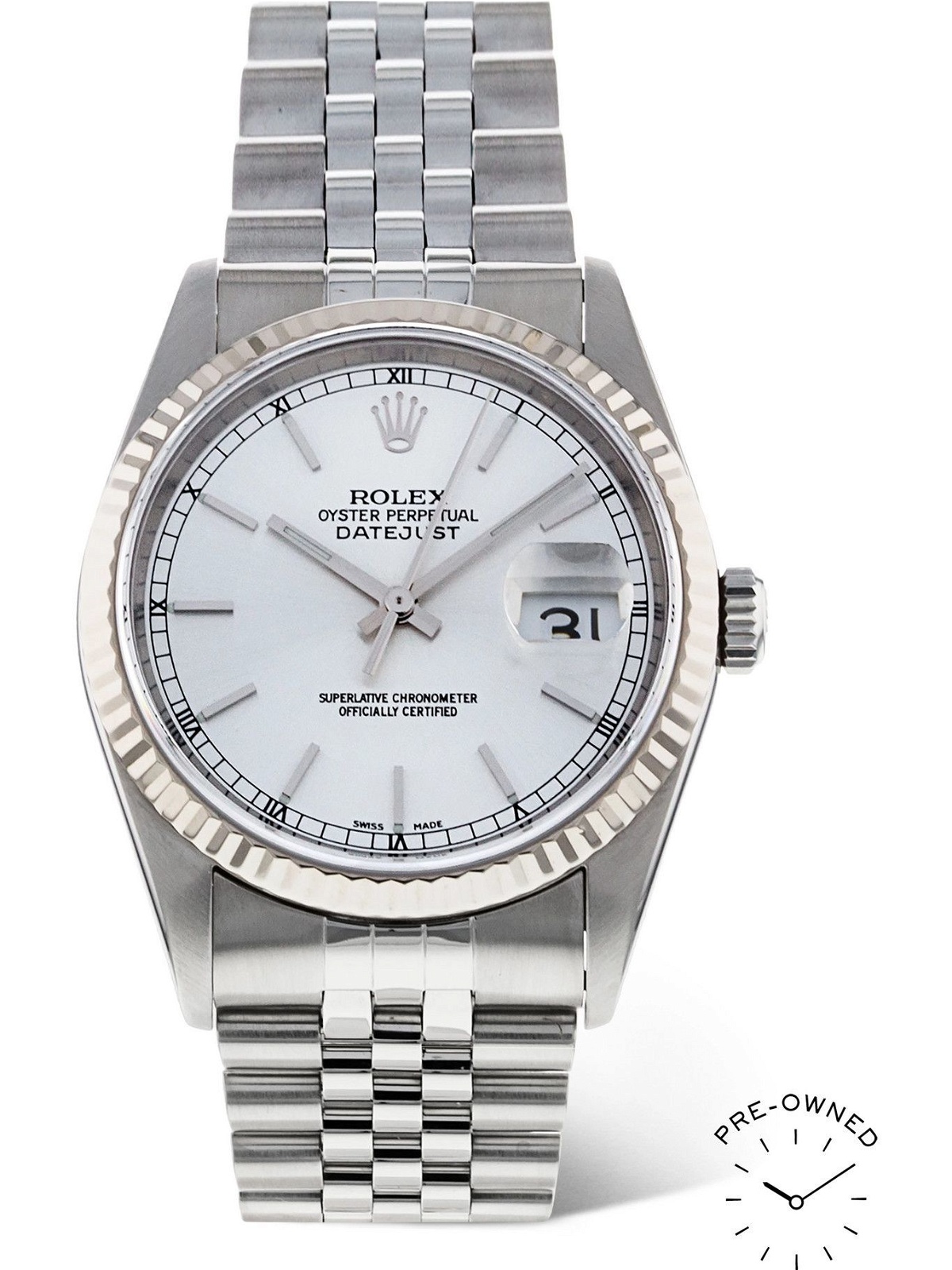 ROLEX - Pre-Owned 2001 Datejust Automatic 36mm Oystersteel and 18-Karat White Gold Watch, Ref. No. 189331