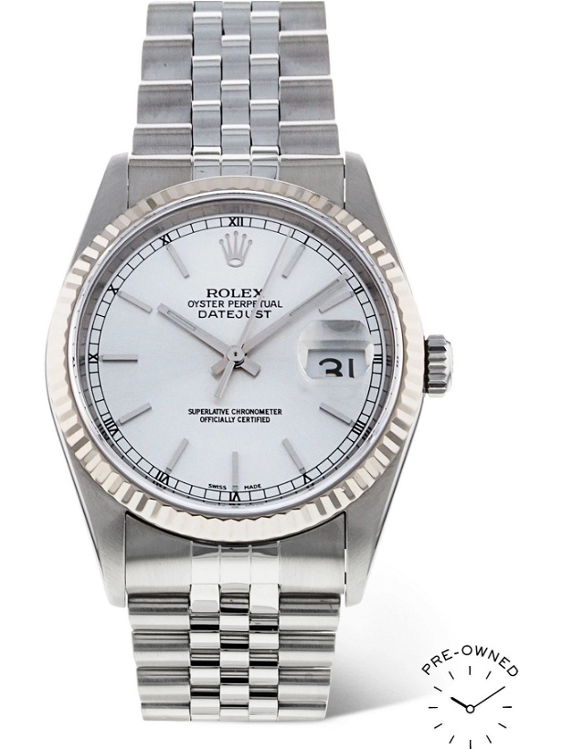 Photo: ROLEX - Pre-Owned 2001 Datejust Automatic 36mm Oystersteel and 18-Karat White Gold Watch, Ref. No. 189331