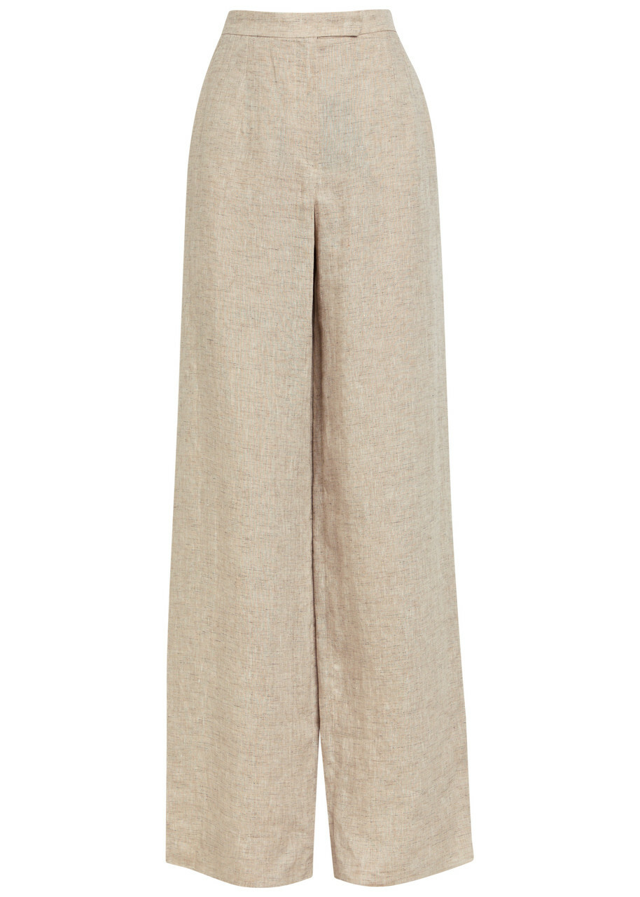 Emporio Armani Wide-leg Linen-blend Trousers Beige