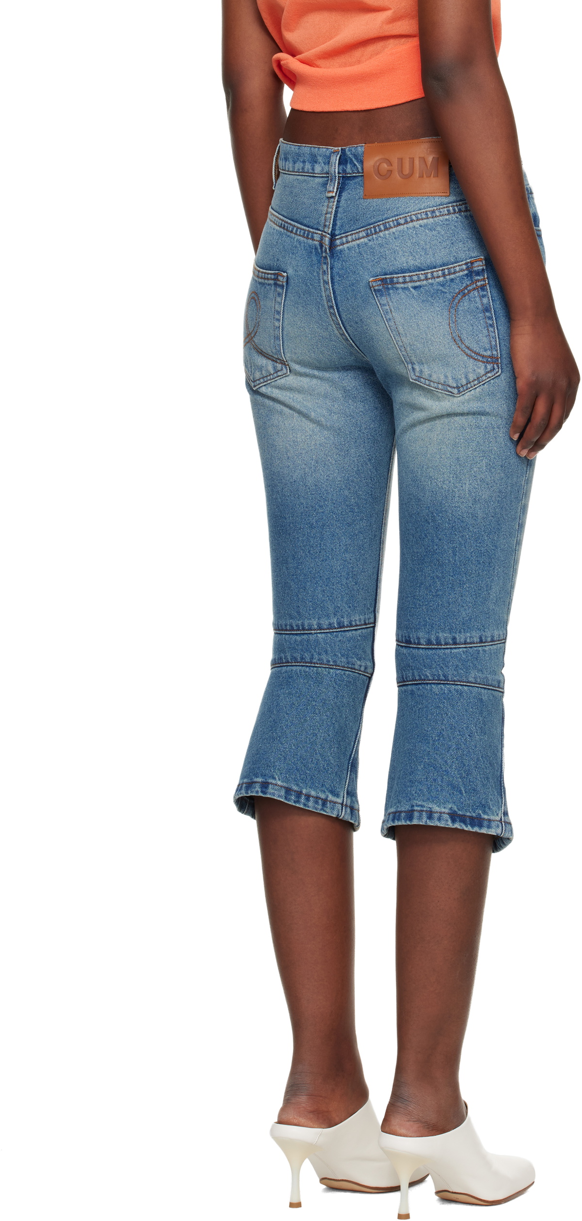 Edward Cuming Blue Knee Jerk Capri Denim Shorts
