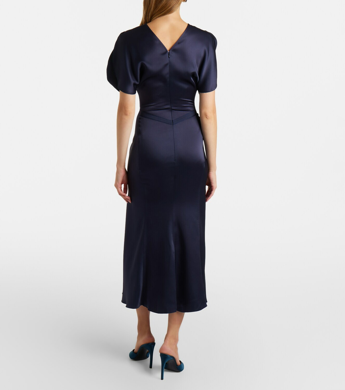 Victoria Beckham Bela gathered satin midi dress