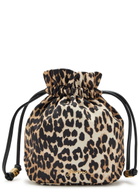 Ganni Leopard-print Nylon Pouch - Brown - One Size