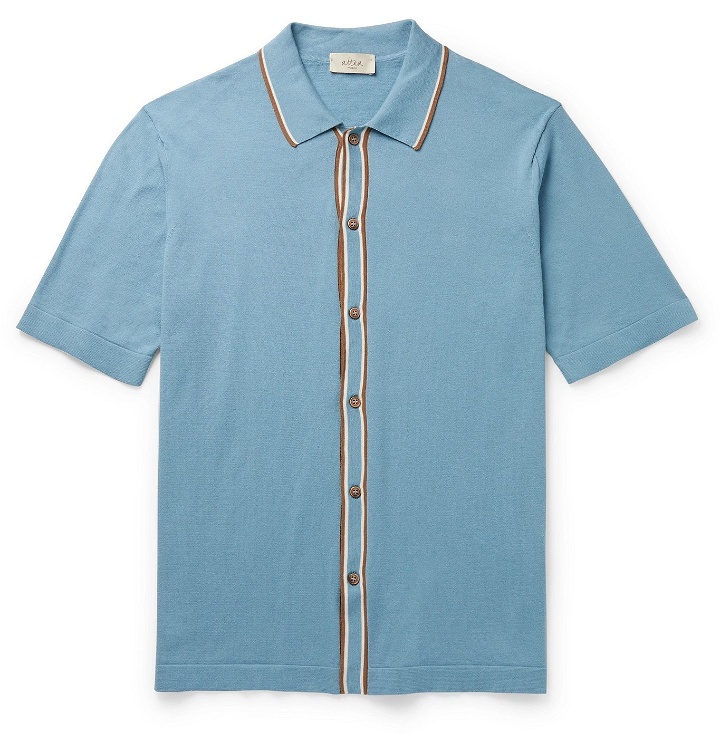 Photo: Altea - Contrast-Tipped Cotton Shirt - Blue