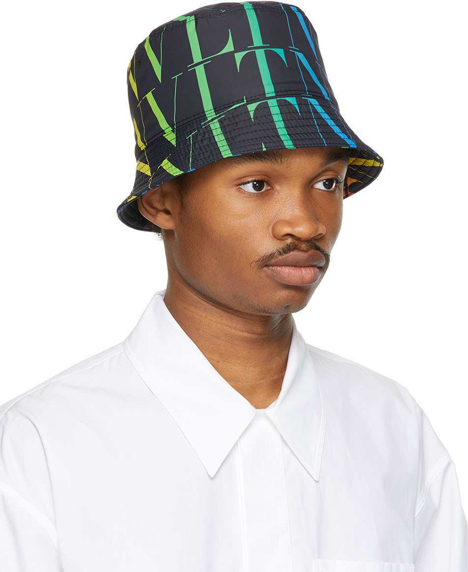 Valentino Garavani Black & Multicolor 'VLTN' Bucket Hat Valentino