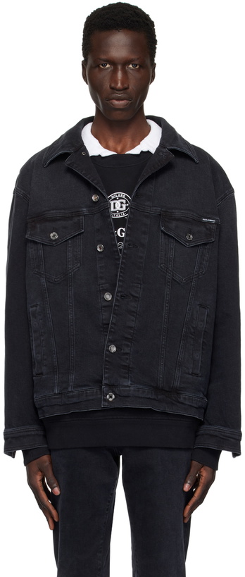 Photo: Dolce&Gabbana Black Faded Denim Jacket