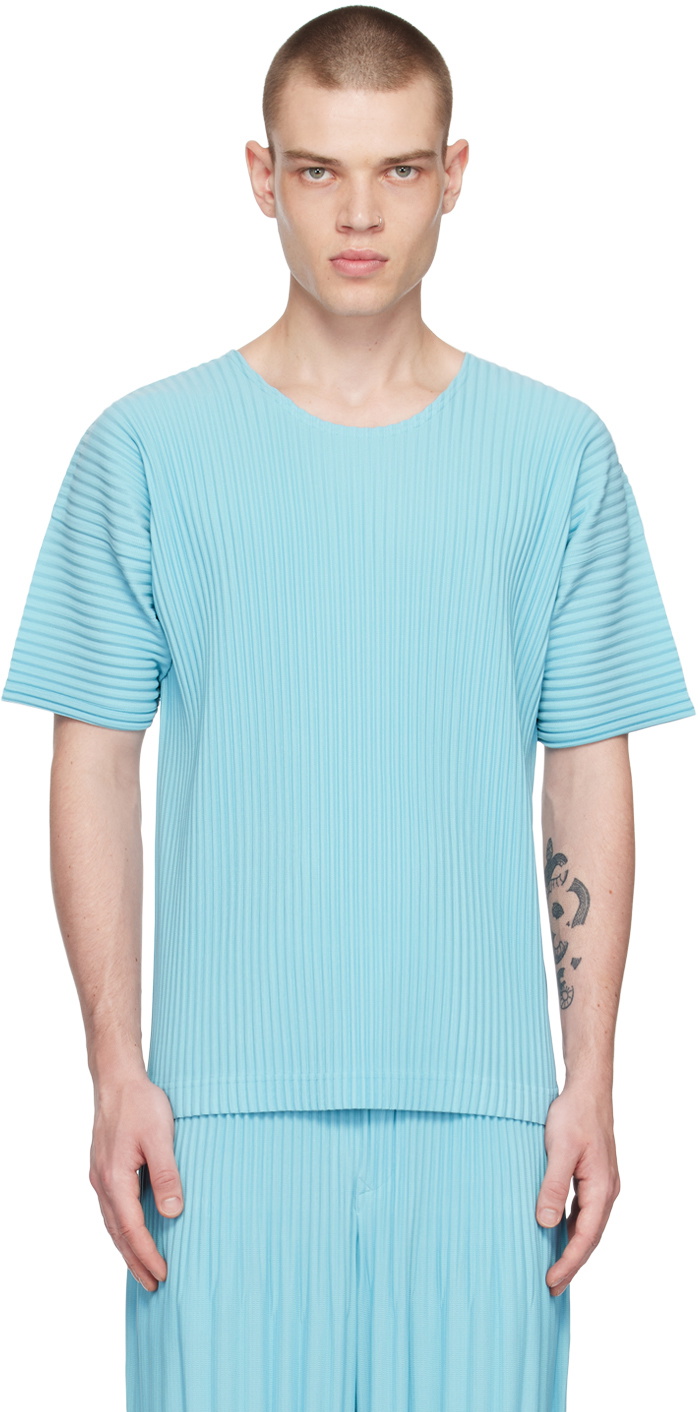 HOMME PLISSÉ ISSEY MIYAKE Blue Color Pleats T-Shirt Homme Plisse  