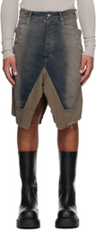 Rick Owens Gray Concordians Slivered Denim Midi Skirt