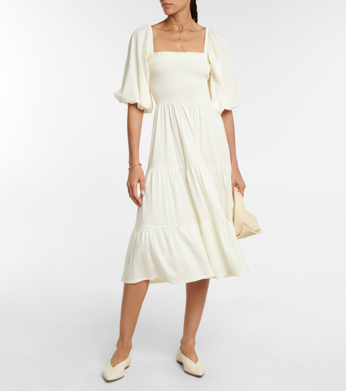 【PORTERNA】polo tiered mid-length one piece Polo Ralph Lauren - Tiered cotton-blend midi dress Polo