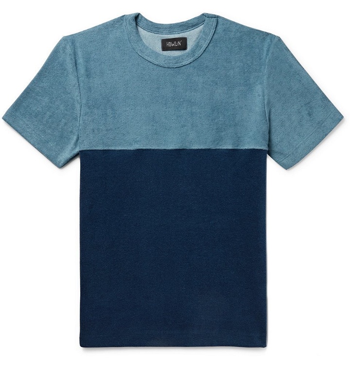 Photo: Howlin' - Colour-Block Cotton-Blend Terry T-Shirt - Petrol