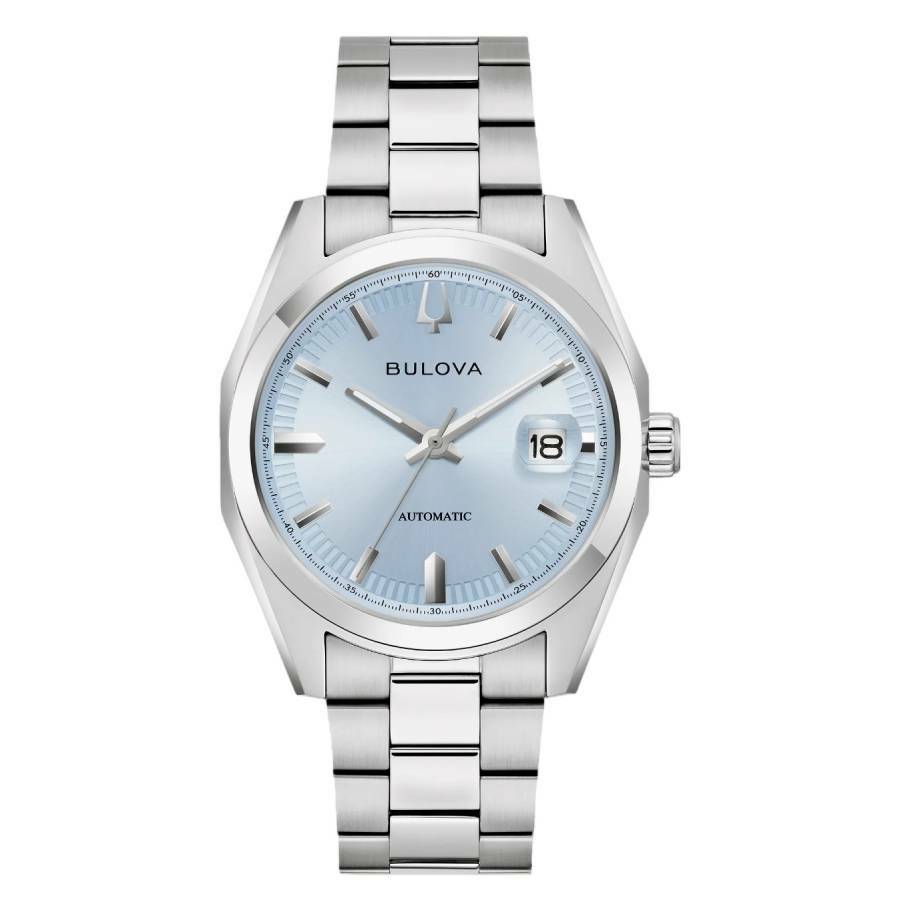 Bulova Surveyor Automatic Light Blue Dial Mens Watch 96B469