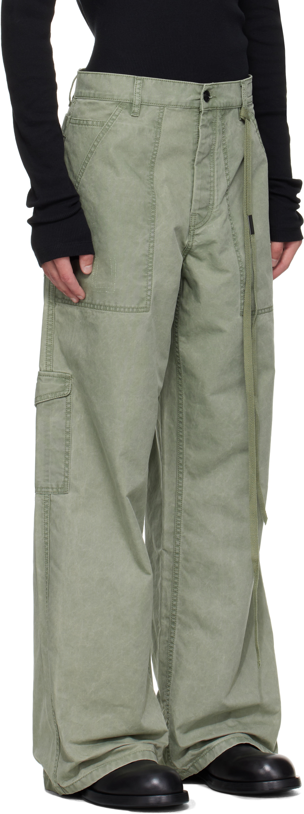Ann Demeulemeester Green Monder Workwear Comfort Cargo Pants