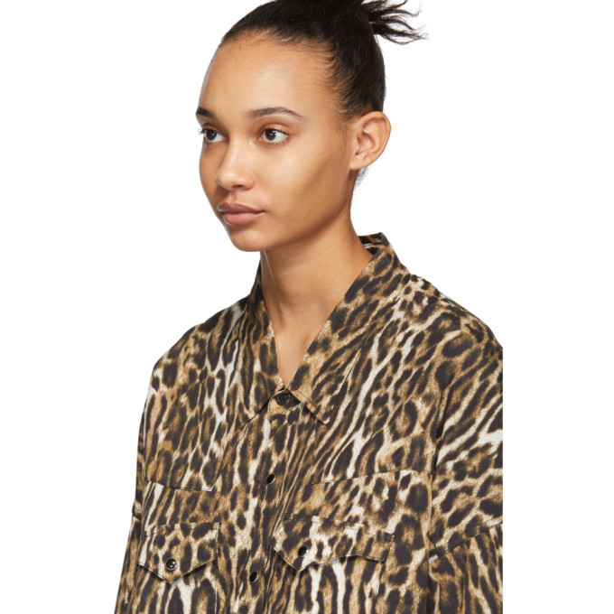 R13 Black and Brown Leopard Oversized Cowboy Shirt R13