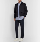 Barena - Navy Tapered Wool-Blend Seersucker Drawstring Trousers - Blue