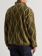 KAPITAL - Drunk Stripe Fleece Jacket - Green