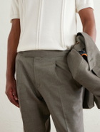 Mr P. - Straight-Leg Pleated Linen and Wool-Blend Suit Trousers - Green