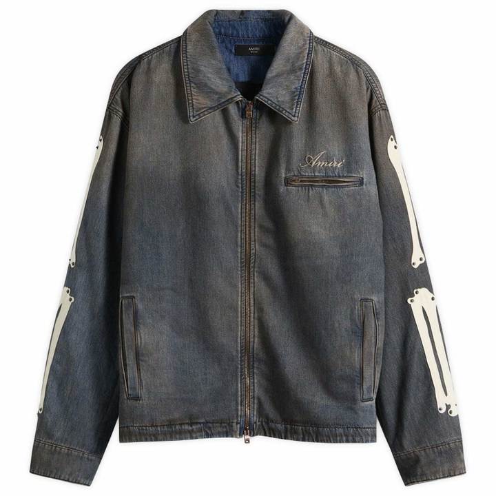 Photo: Amiri Men's Lea Bones Denim Blouson in Dark Dust