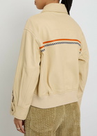 AN-Y1 Logo-appliquéd Leather Bomber Jacket Beige