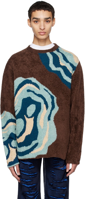 Photo: The Elder Statesman Brown Intarsia Sweater