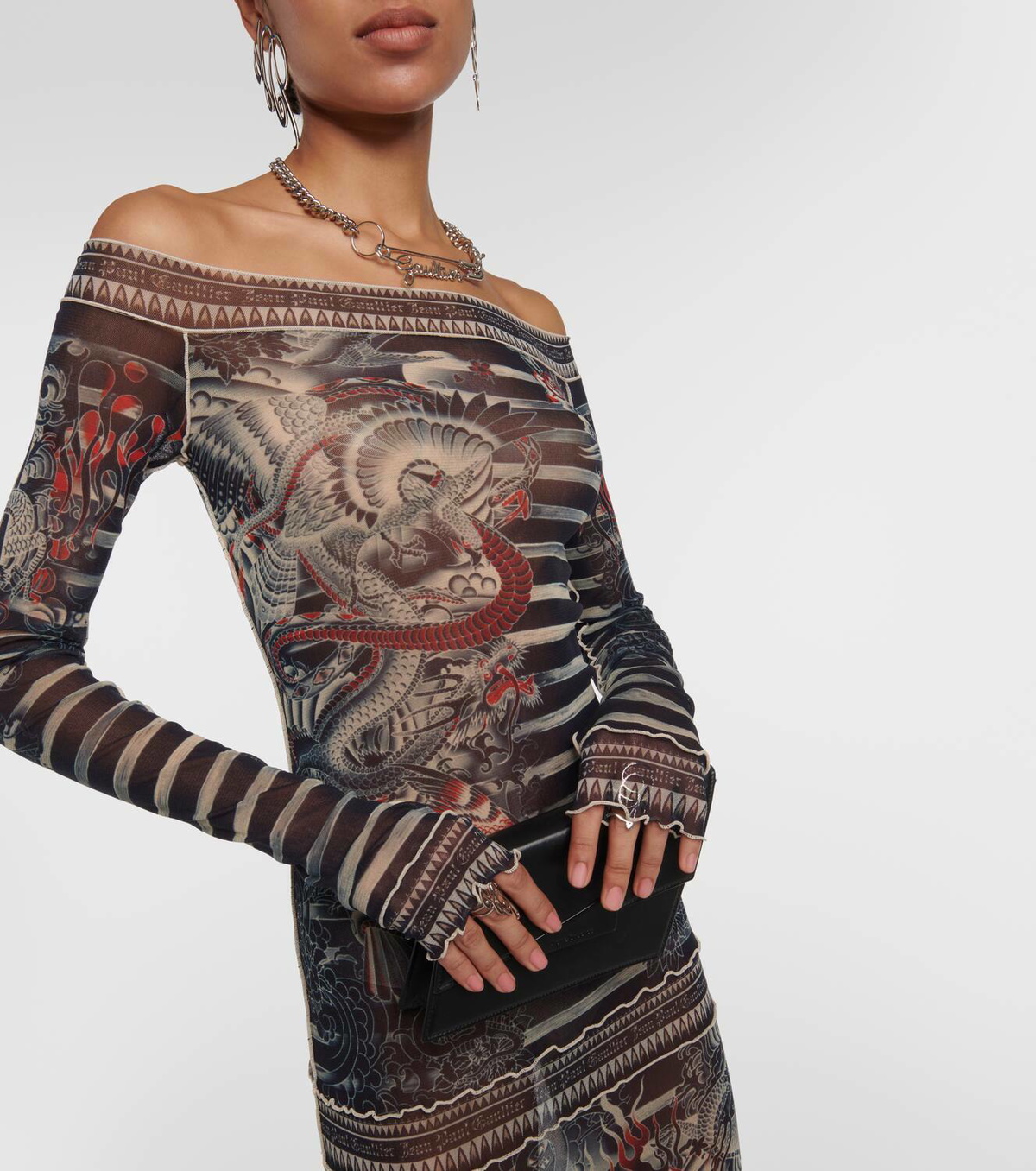 Jean Paul Gaultier Tattoo Collection printed maxi dress Jean Paul Gaultier