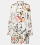 Camilla Floral silk satin shirt dress