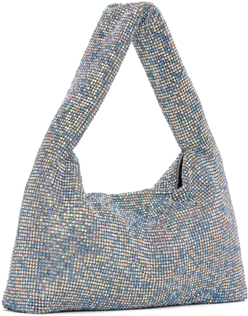 KARA Blue Mini Crystal Mesh Armpit Bag Kara