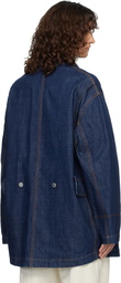 AMI Paris Indigo Cotton 'Ami Paris Heritage' Label Worker Jacket