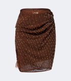 Jacques Wei Draped embellished lace-trimmed miniskirt