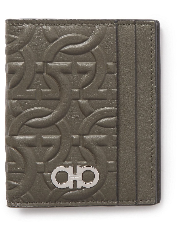 Photo: Salvatore Ferragamo - Logo-Appliquéd Embossed Full-Grain Leather Bifold Cardholder
