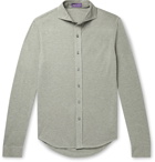 Ralph Lauren Purple Label - Mélange Cotton-Piqué Shirt - Gray