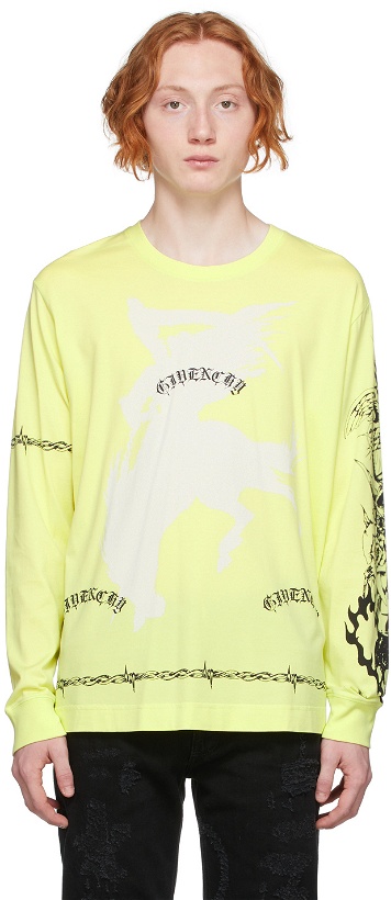 Photo: Givenchy Yellow Graphic Long Sleeve T-Shirt