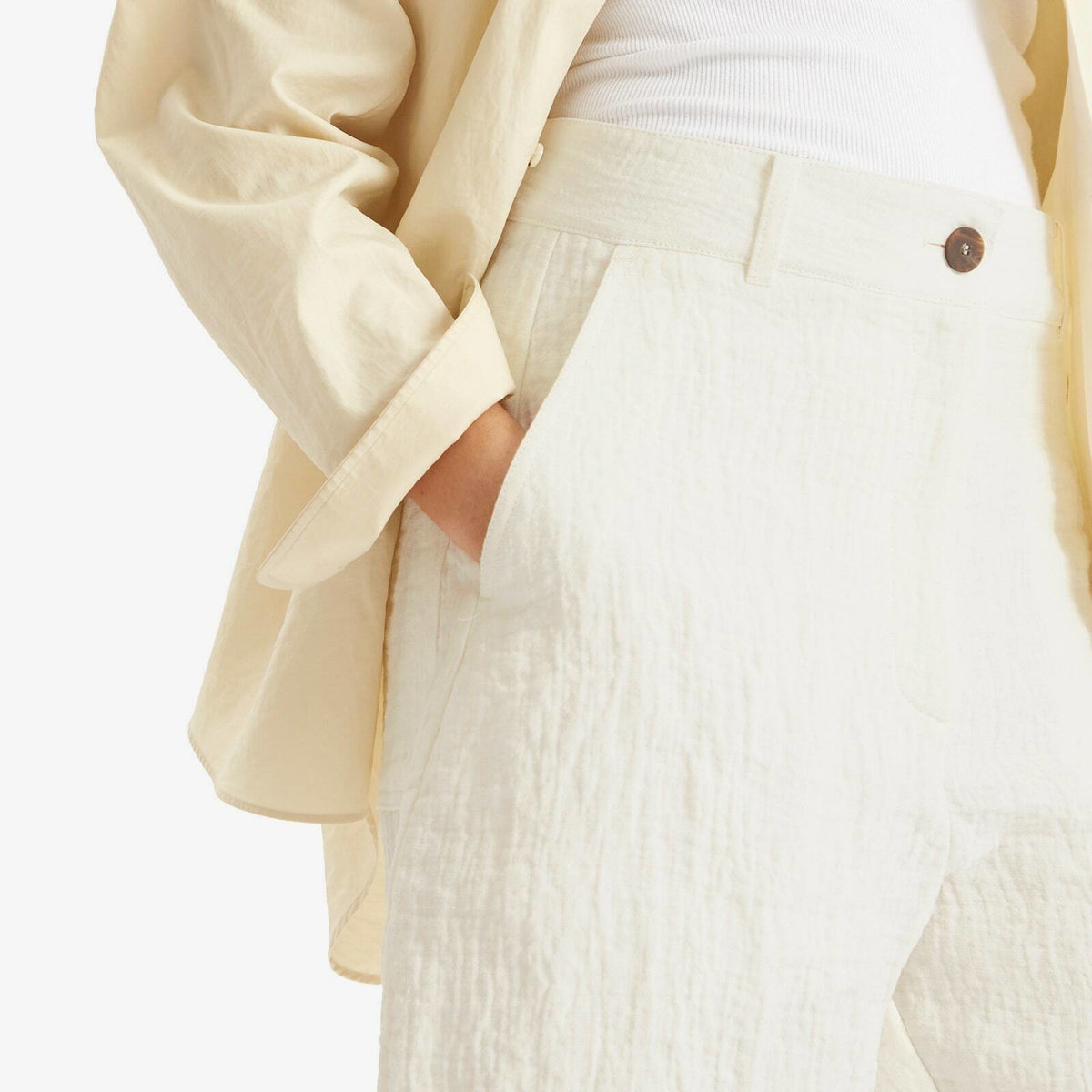 Studio Nicholson Women's Wide Leg Shorts in Parchment
