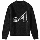 Awake NY Boucle A Crew Knit in Black