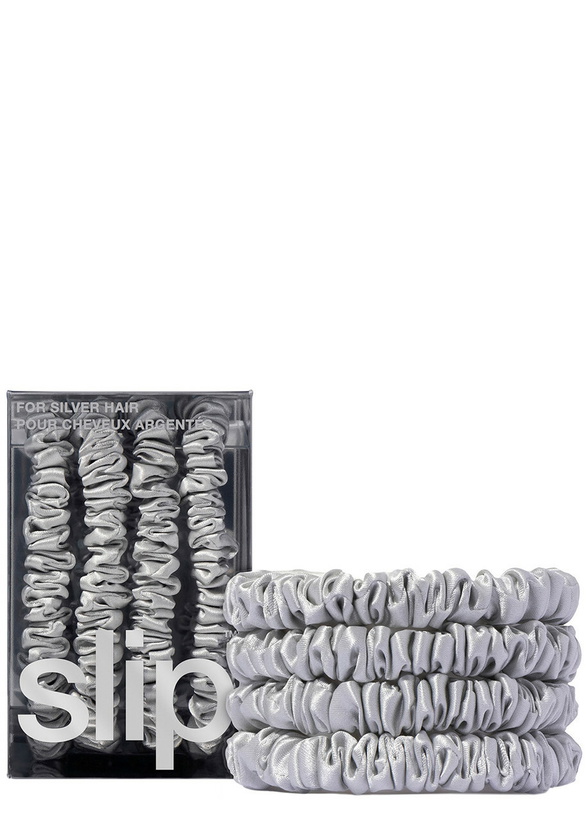 Photo: Slip Pure Silk Skinny Scrunchies - Silver