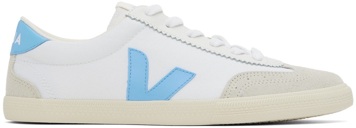 Photo: VEJA White & Blue Volley Canvas Sneakers