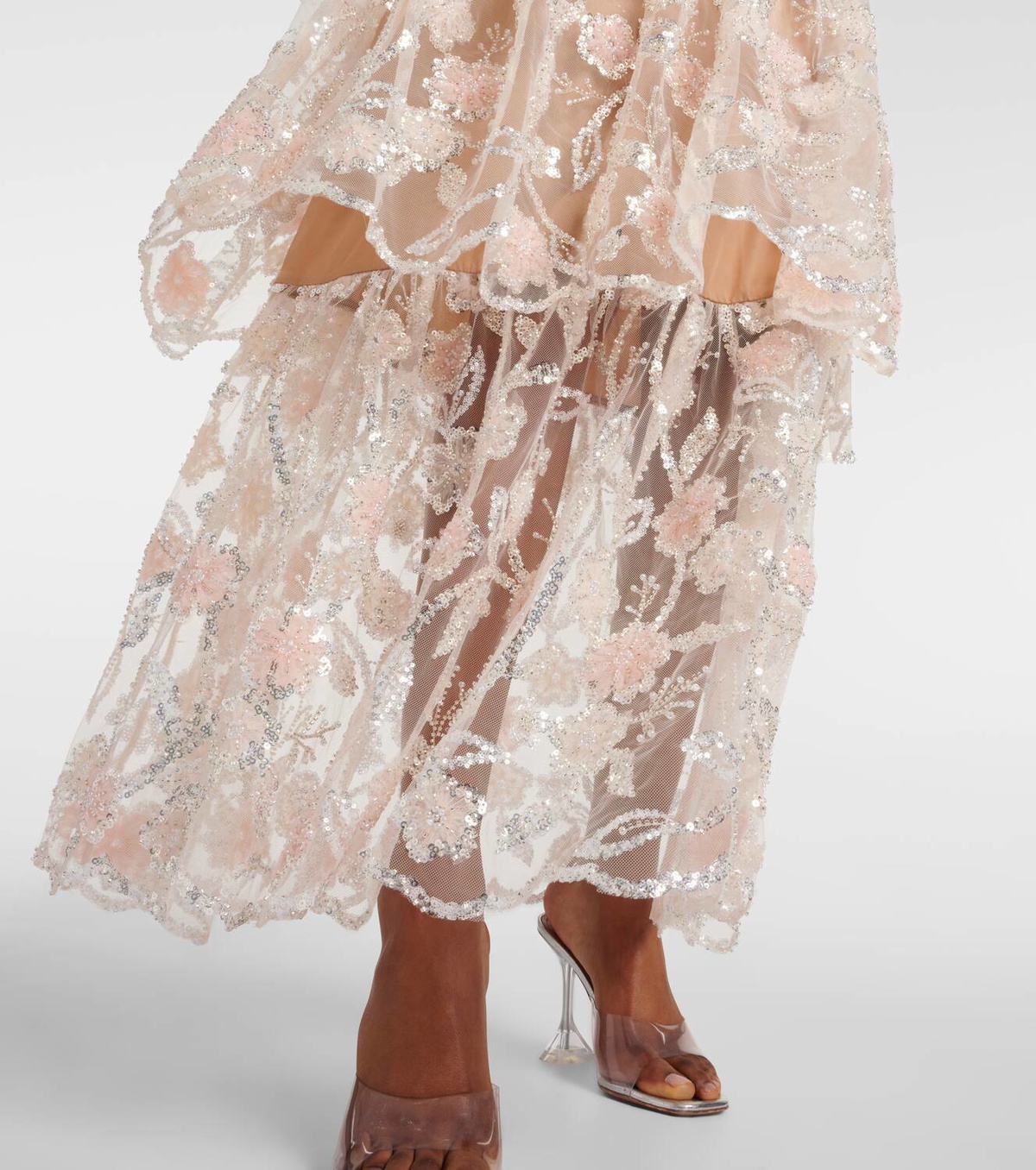 Self-Portrait Floral sequined mesh maxi dress Self-Portrait