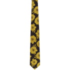 Dries Van Noten Black and Yellow Silk Graphic Tie
