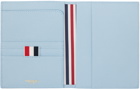 Thom Browne Blue Pebble Grain Leather 4-Bar Passport Holder