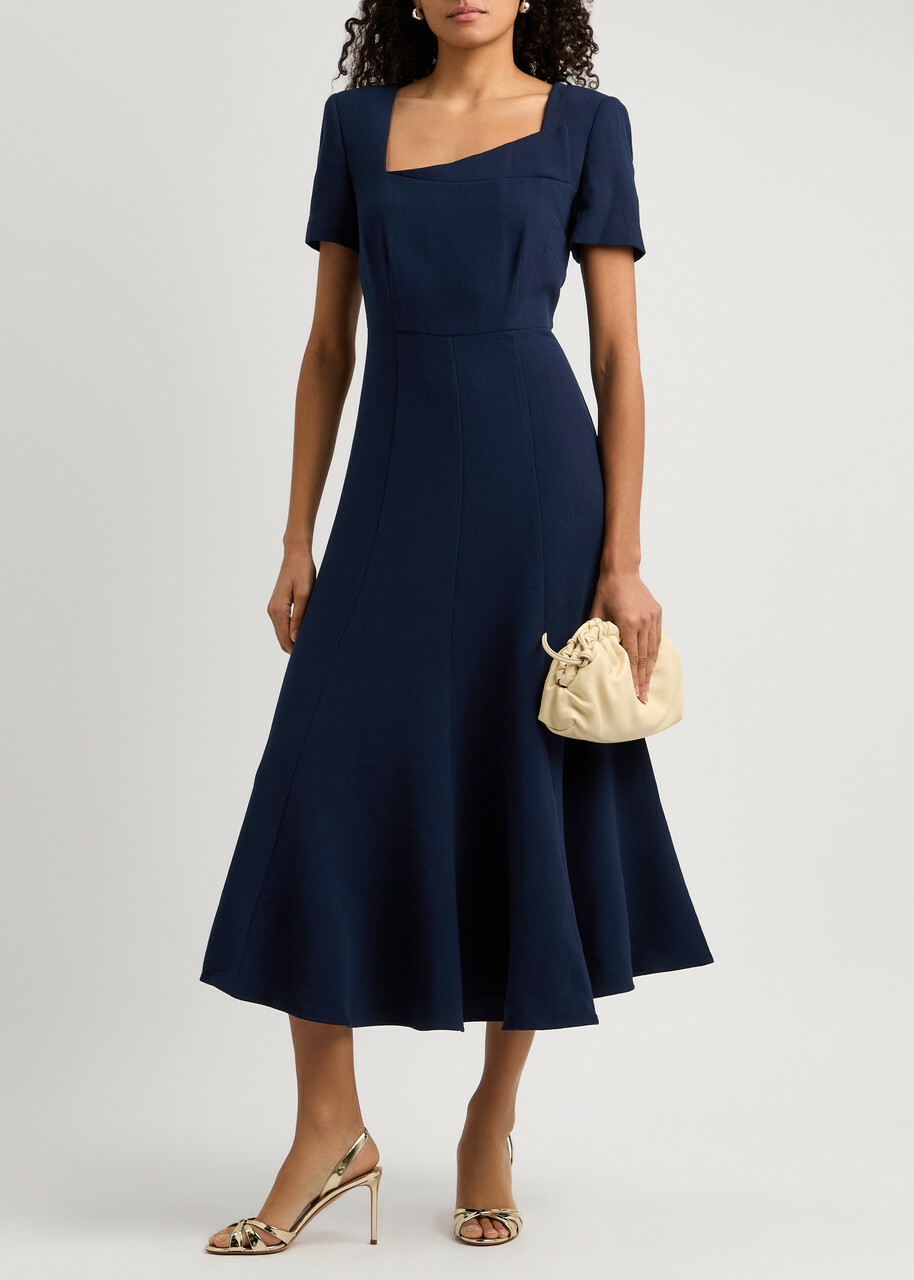 Roland Mouret Wool Midi Dress Navy Roland Mouret