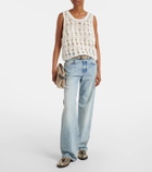 Brunello Cucinelli Open-knit jute and cotton-blend top