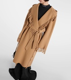 Balenciaga Fringed wool wrap coat