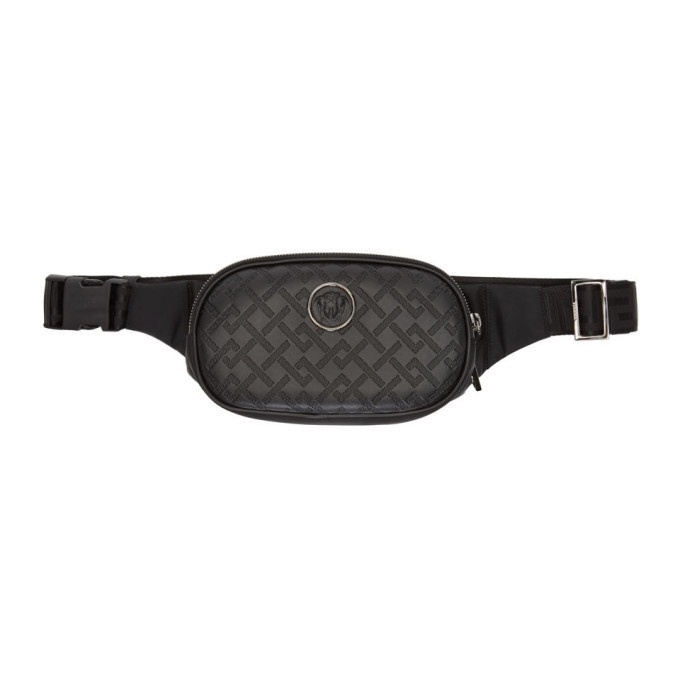 Photo: Versace Black Greek Key-Embossed Belt Bag