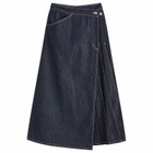 Beams Boy Women's Denim Wrap Pleated Skirt in Indigo