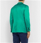 Kiton - Green Slim-Fit Unstructured Cotton and Linen-Blend Blazer - Blue
